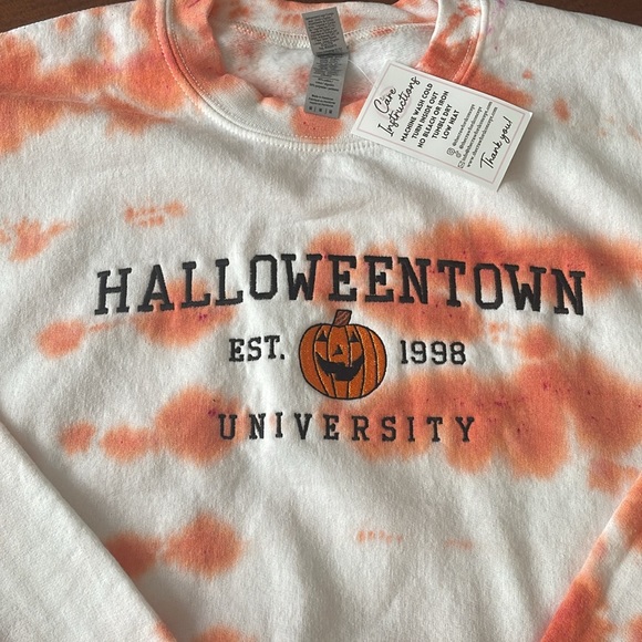 Halloweentown Orange and White Tie-Dye Crewneck Sweatshirt - Picture 2 of 4
